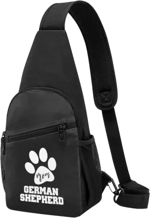 German Shepherd Dog Mom Paw Chest Pack Leisure Shoulder Crossbody Chest Bag
