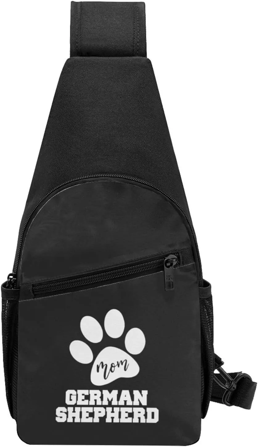 German Shepherd Dog Mom Paw Chest Pack Leisure Shoulder Crossbody Chest Bag