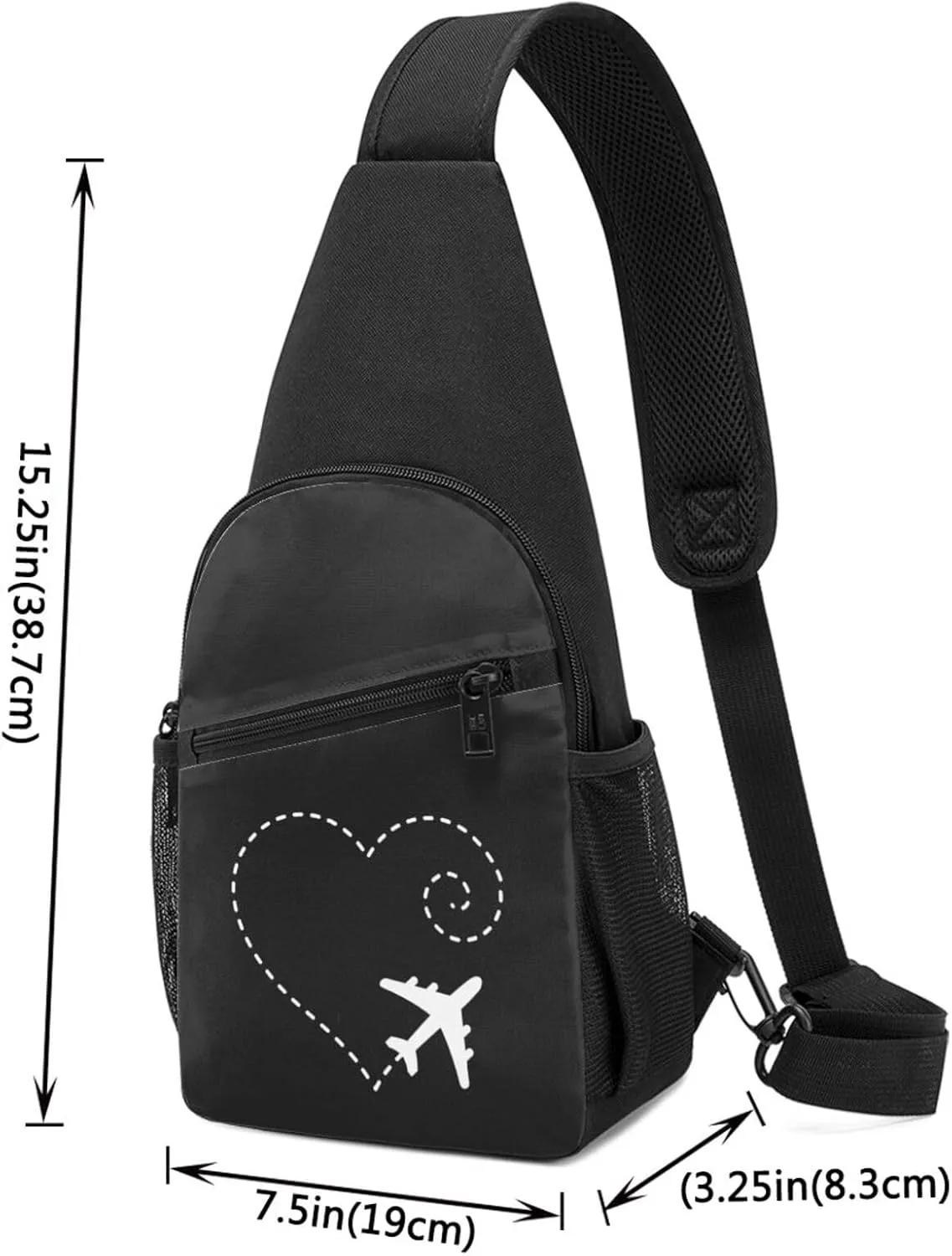GERRIT Airplane Drawing A Heart Chest Pack Leisure Shoulder Crossbody Chest Bag