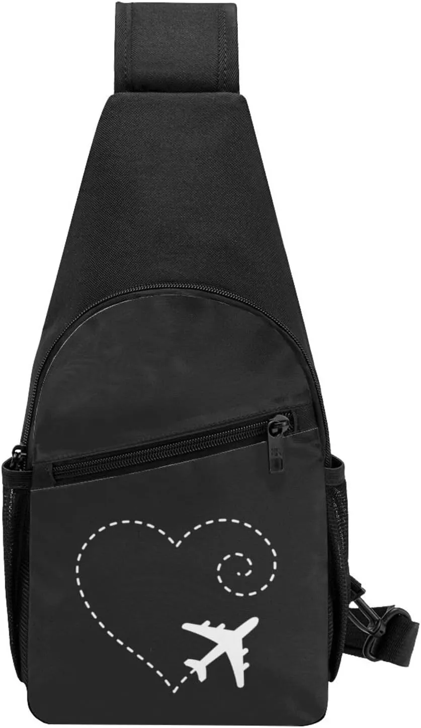 GERRIT Airplane Drawing A Heart Chest Pack Leisure Shoulder Crossbody Chest Bag