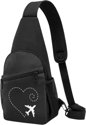 GERRIT Airplane Drawing A Heart Chest Pack Leisure Shoulder Crossbody Chest Bag
