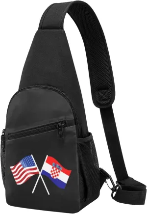 GERRIT American And Croatia Flag Chest Pack Leisure Shoulder Crossbody Chest Bag