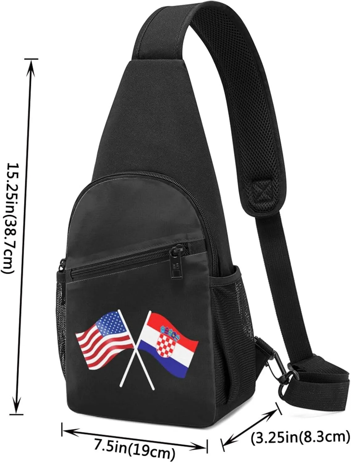 GERRIT American And Croatia Flag Chest Pack Leisure Shoulder Crossbody Chest Bag