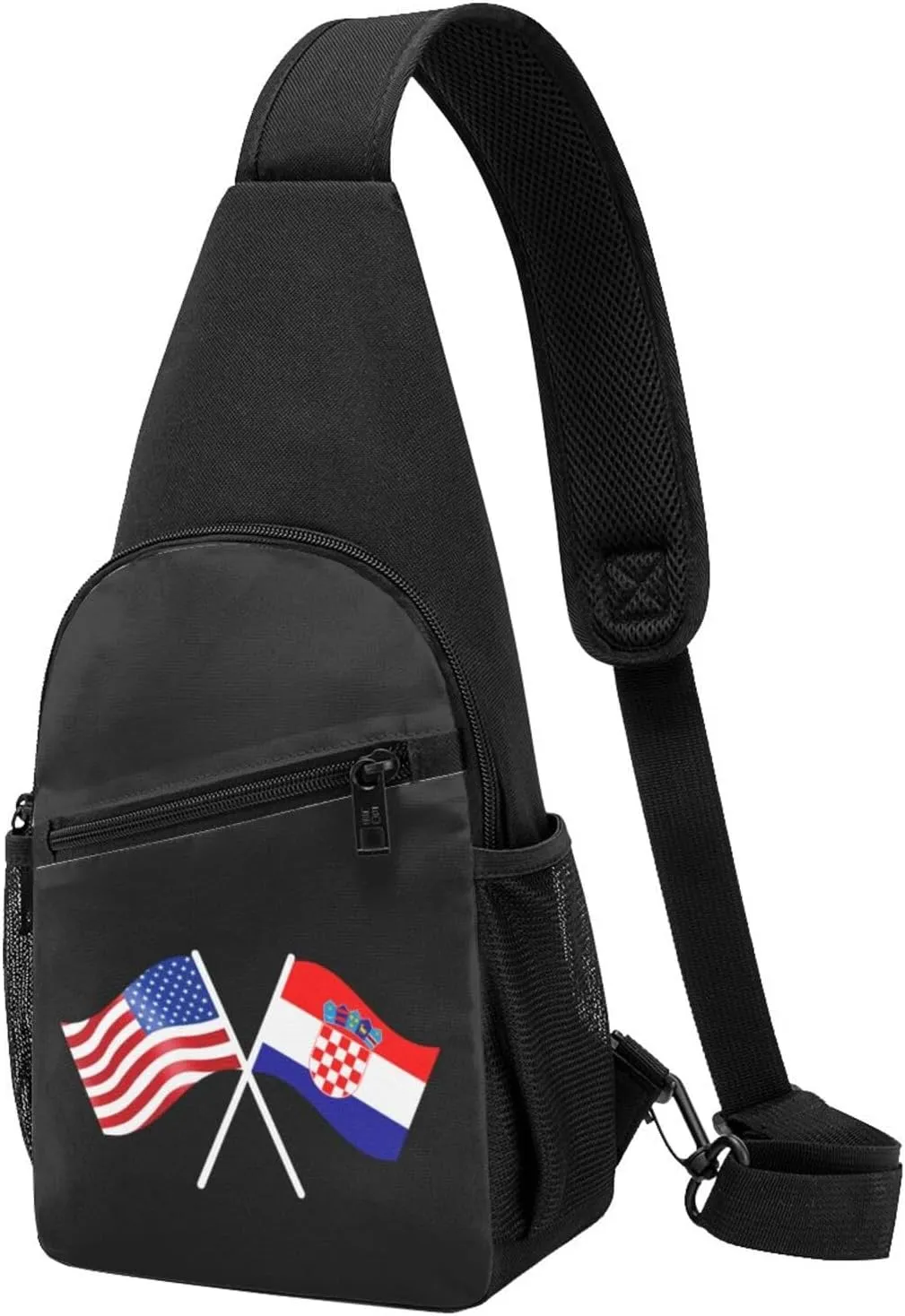 GERRIT American And Croatia Flag Chest Pack Leisure Shoulder Crossbody Chest Bag