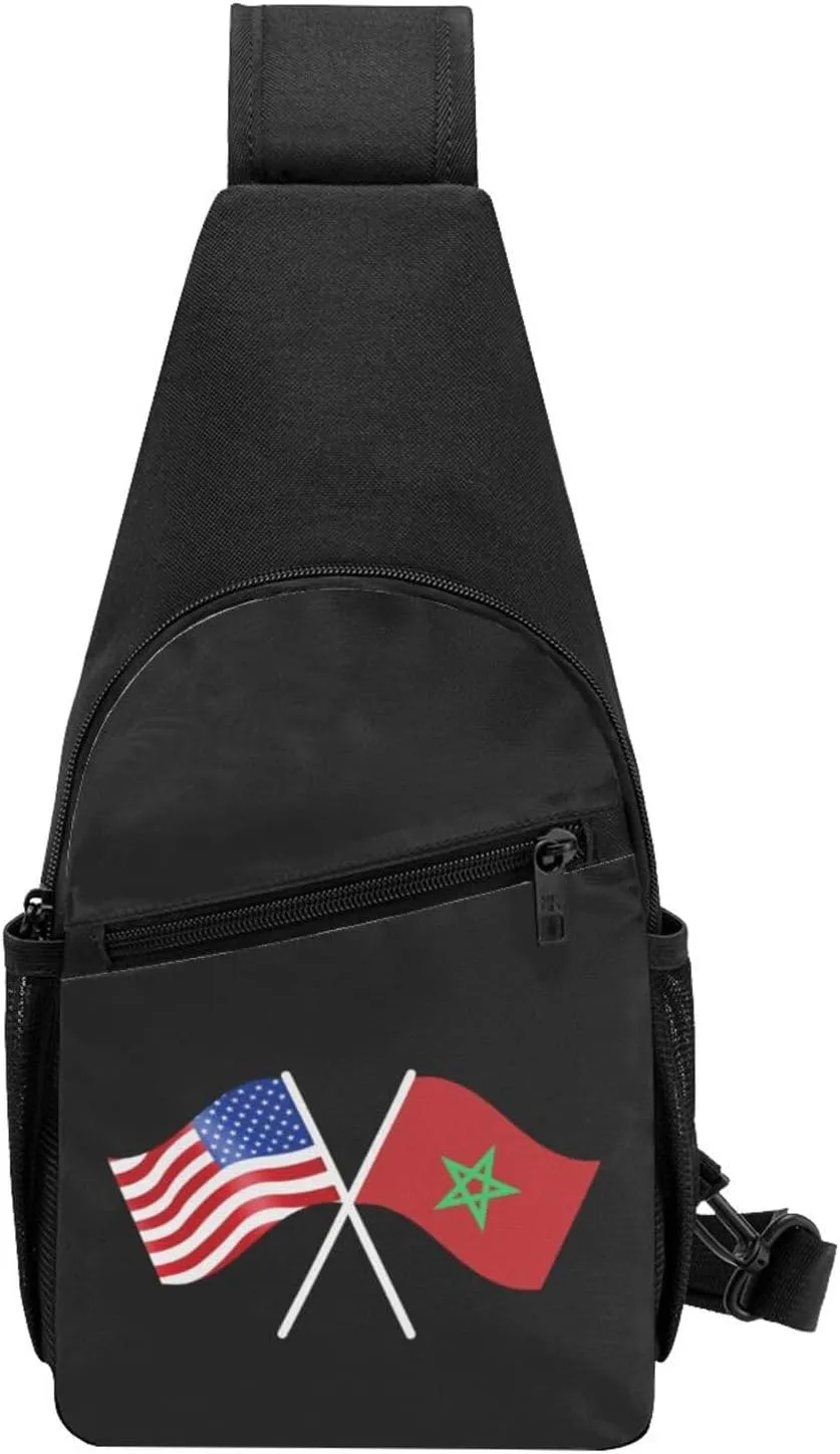 GERRIT American And Morocco Flag Chest Pack Leisure Shoulder Crossbody Chest Bag