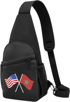 GERRIT American And Morocco Flag Chest Pack Leisure Shoulder Crossbody Chest Bag