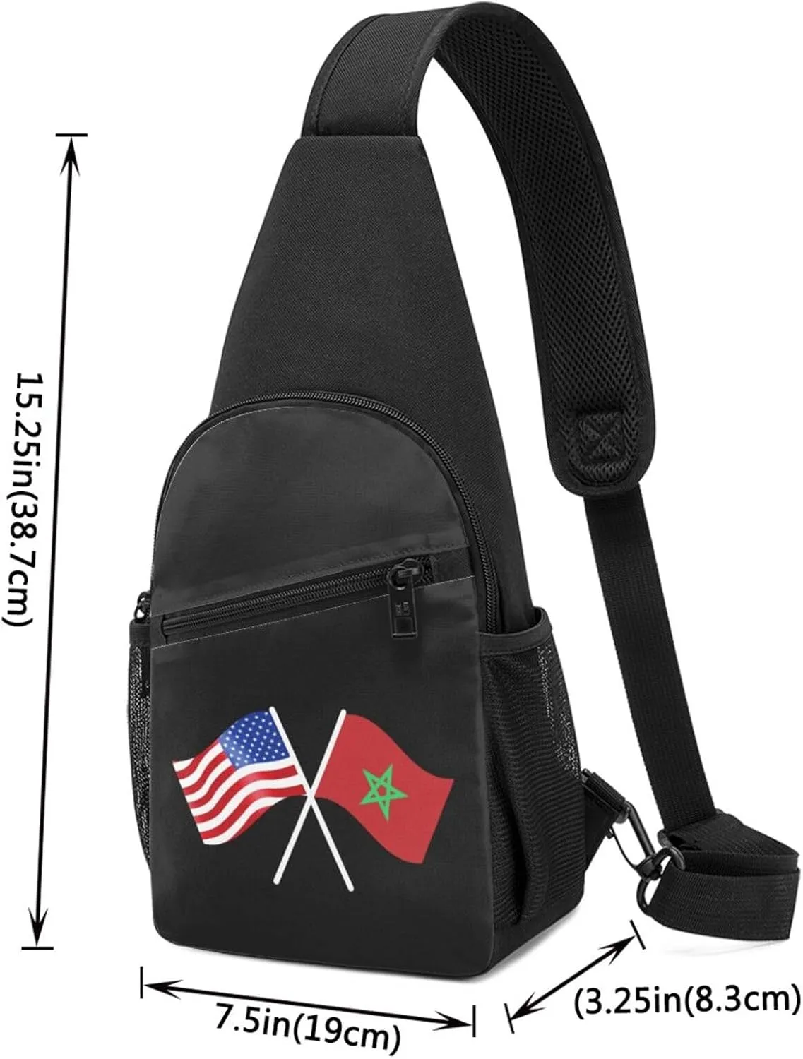 GERRIT American And Morocco Flag Chest Pack Leisure Shoulder Crossbody Chest Bag
