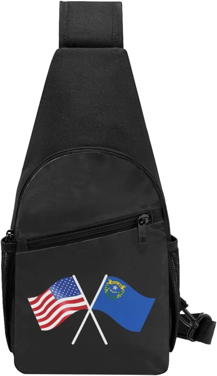 GERRIT American And Nevada Flag Chest Pack Leisure Shoulder Crossbody Chest Bag