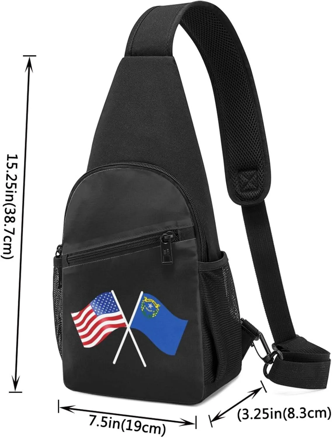 GERRIT American And Nevada Flag Chest Pack Leisure Shoulder Crossbody Chest Bag
