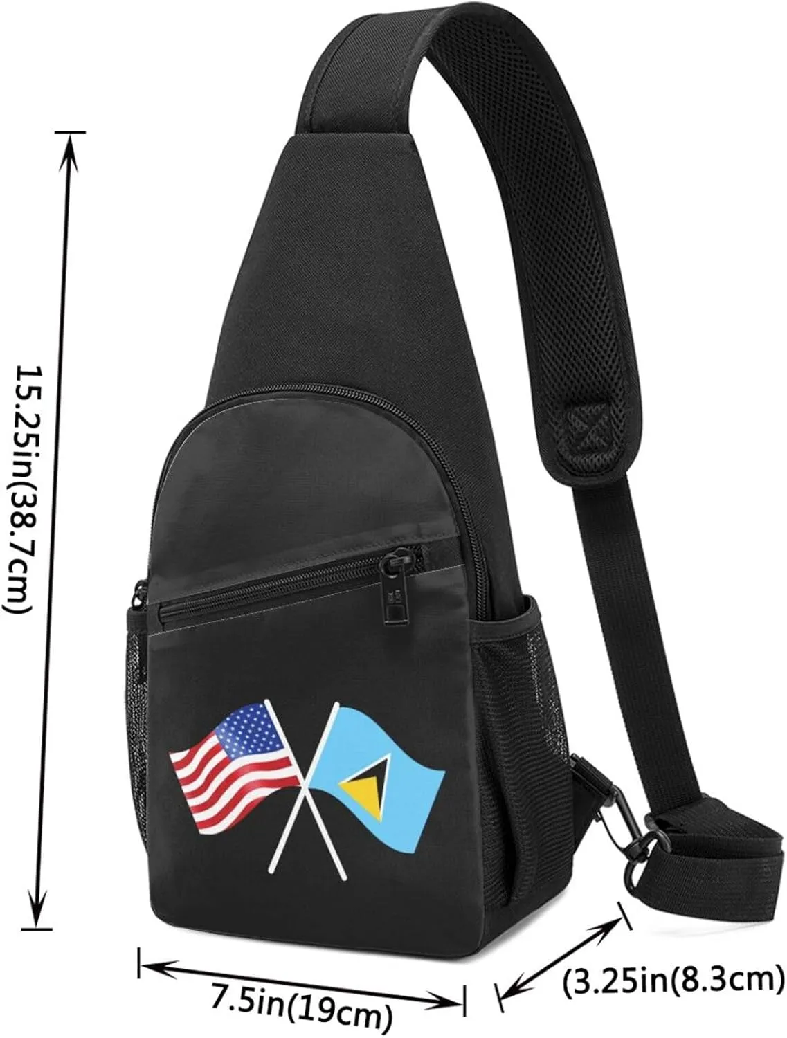 GERRIT American And Saint Lucia Flag Chest Pack Leisure Shoulder Crossbody Chest Bag