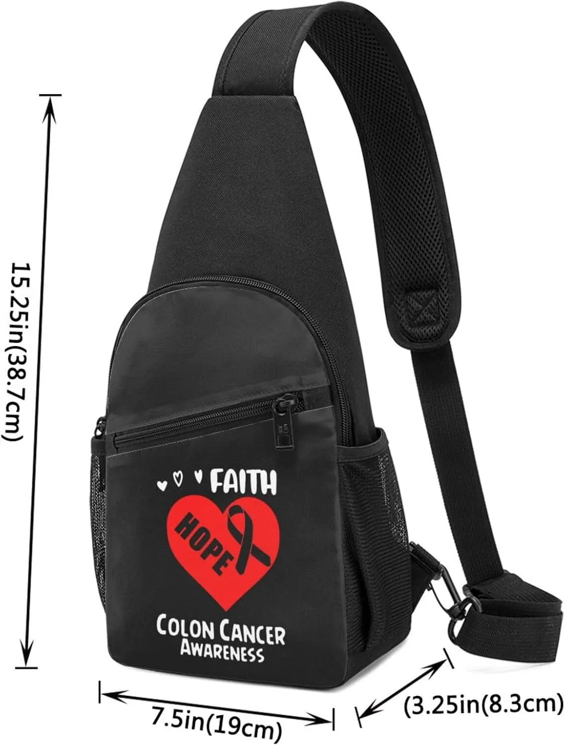 GERRIT Colon Cancer Awareness Chest Pack Leisure Shoulder Crossbody Chest Bag