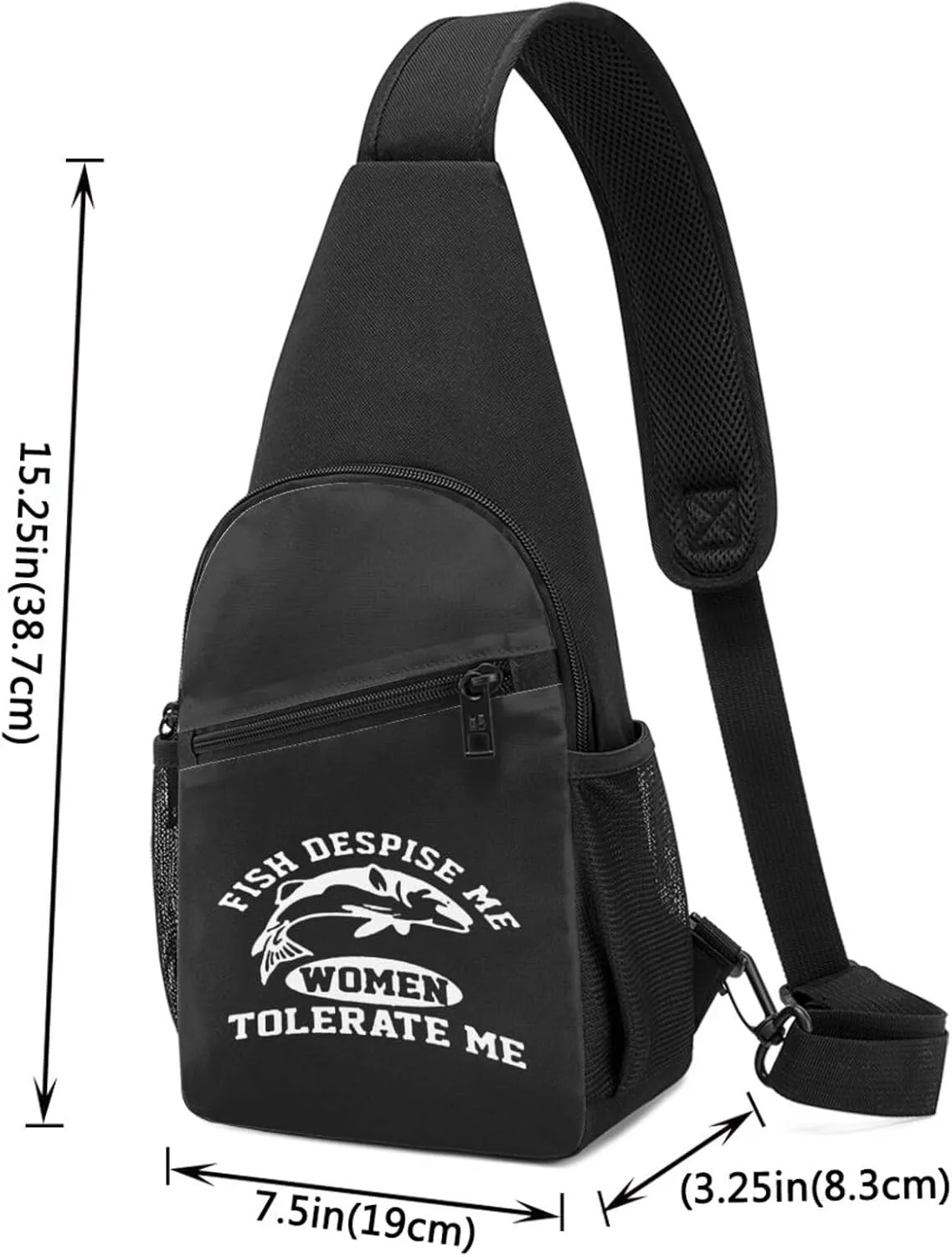 GERRIT Fish Despise Me Women Tolerate Me Chest Pack Leisure Shoulder Crossbody Chest Bag