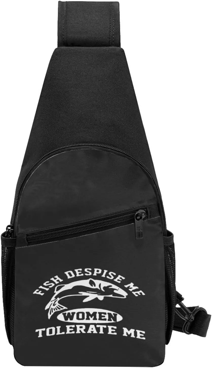 GERRIT Fish Despise Me Women Tolerate Me Chest Pack Leisure Shoulder Crossbody Chest Bag
