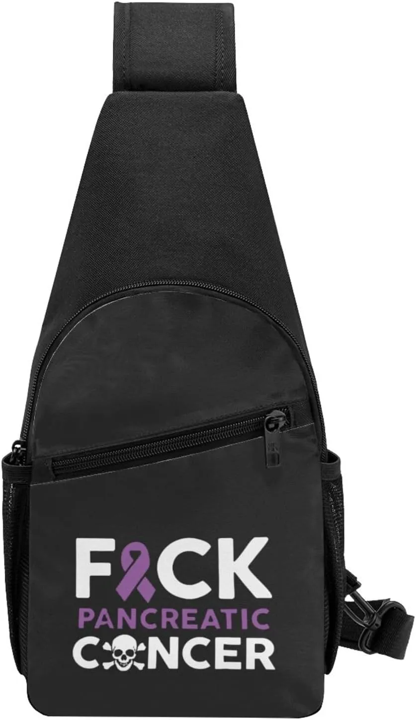 GERRIT Fuck Pancreatic Cancer Chest Pack Leisure Shoulder Crossbody Chest Bag