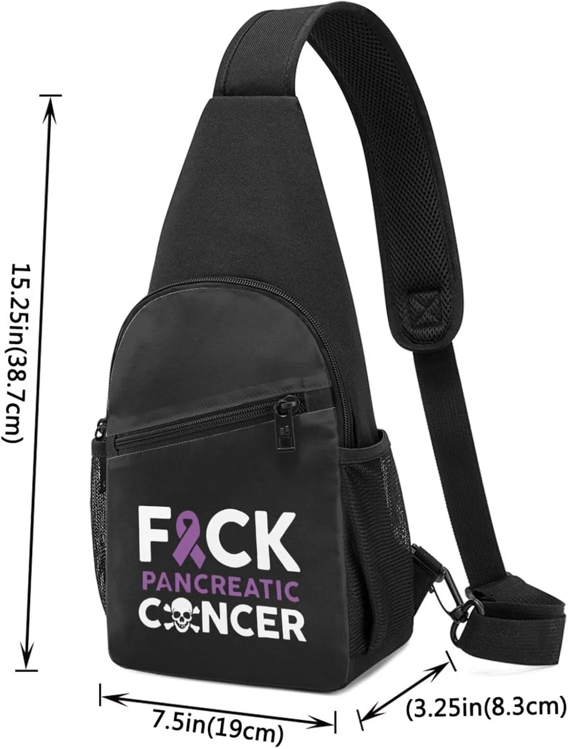 GERRIT Fuck Pancreatic Cancer Chest Pack Leisure Shoulder Crossbody Chest Bag
