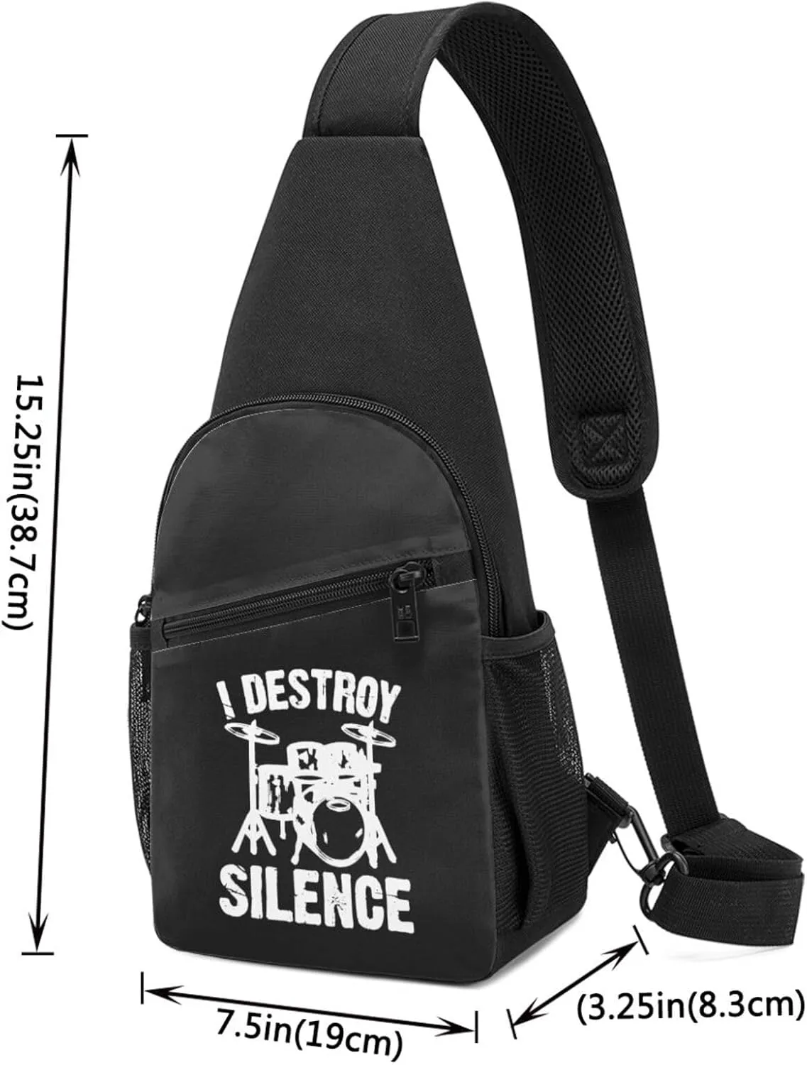 GERRIT I Destroy Silence Drums Chest Pack Leisure Shoulder Crossbody Chest Bag