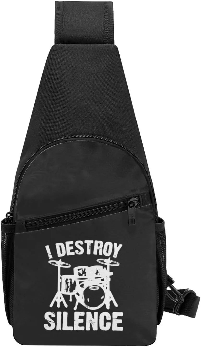 GERRIT I Destroy Silence Drums Chest Pack Leisure Shoulder Crossbody Chest Bag