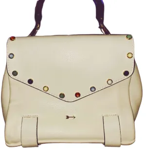 Gianni Bini White Handbag with Clear Acrylic Handle - preowned
