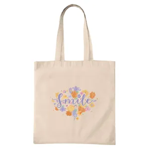 Gift Ideas for Floral Lovers Smiling Floral Motifs for Everyone Natural White Multicolor Canvas Tote Bag