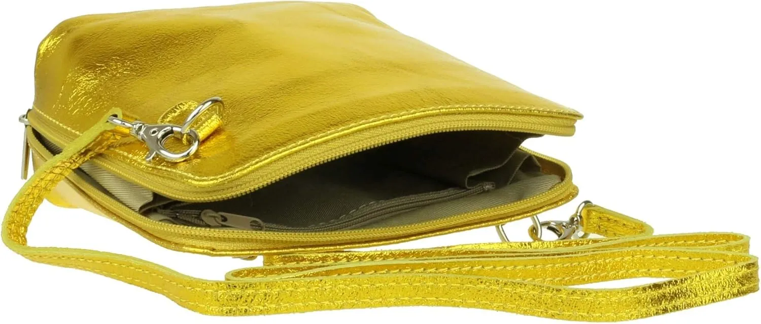Girly HandBags Womens Metallic Genuine Leather Cross Body Shoulder Bag