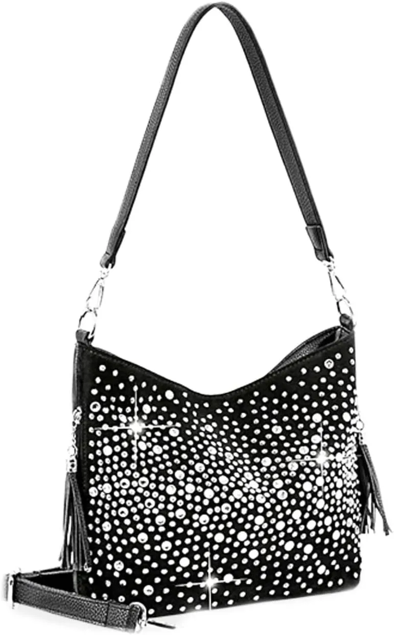 Glamorous Star Light Rhinestones Crossbody Bag Little Hobo Bling Purse
