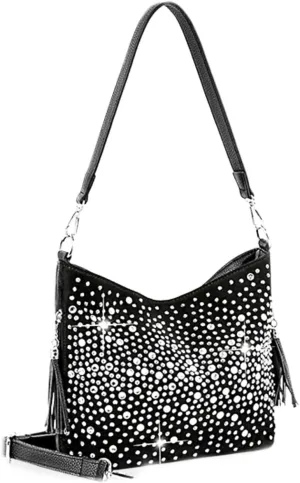 Glamorous Star Light Rhinestones Crossbody Bag Little Hobo Bling Purse