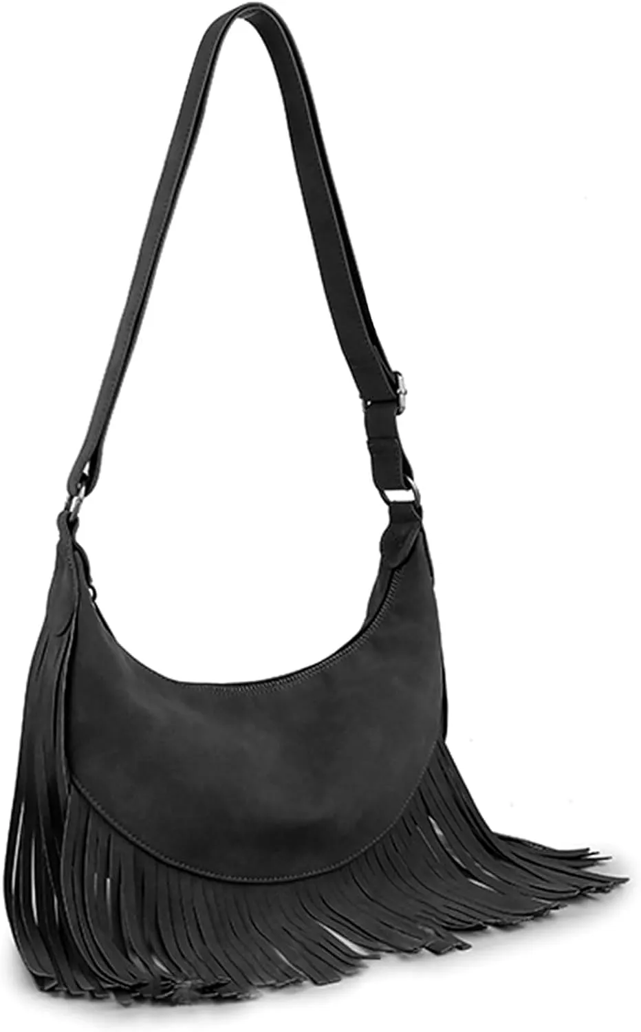 GLITZALL Boho Fringe Purse Small Crossbody Hobo Bags for Women Vegan Suede Western Country Purse