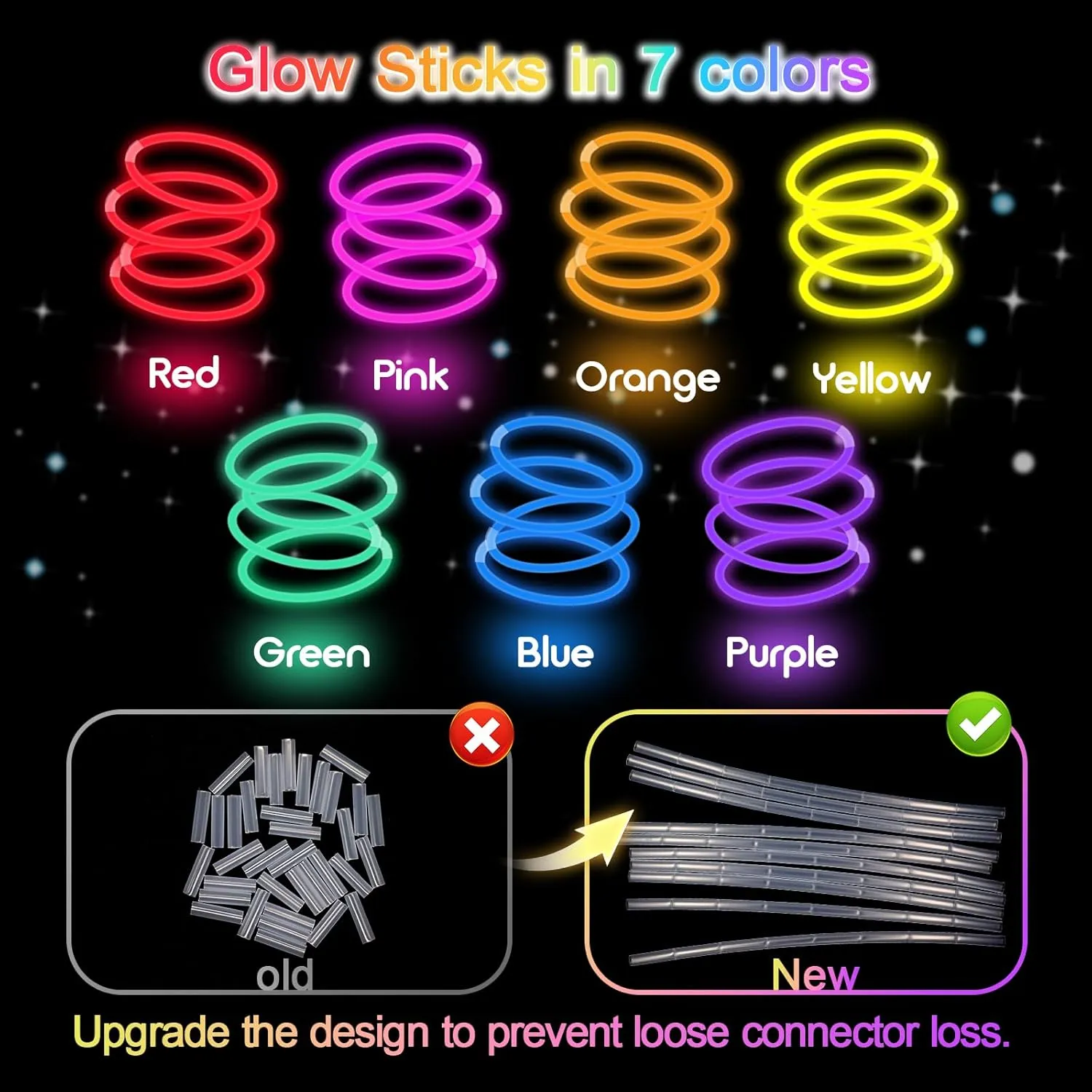 Glow Sticks Bulk Party Pack- Ultra Bright 500pk Glow in the Dark Party Favors, Glow Decorations, Neon Party Glow Necklaces and Glow Bracelets with Connectors