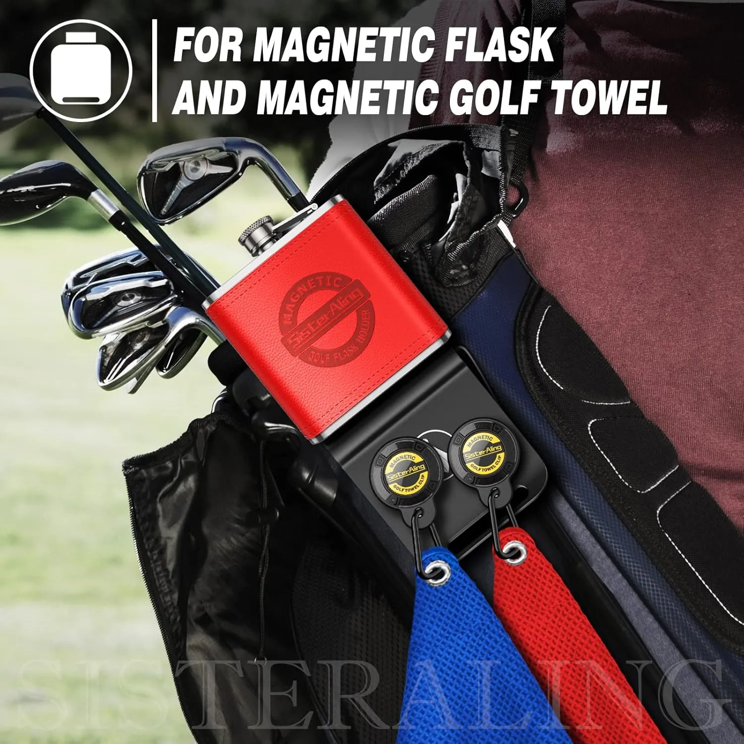 Golf Bag Metal Landing Pads for Magnetic Golf Towel,Golf Rangefinder,Golf Flask,Golf Speaker- Quick Access to Magnetic Golf Equipment and Accessories-Golf Gift -US Patent