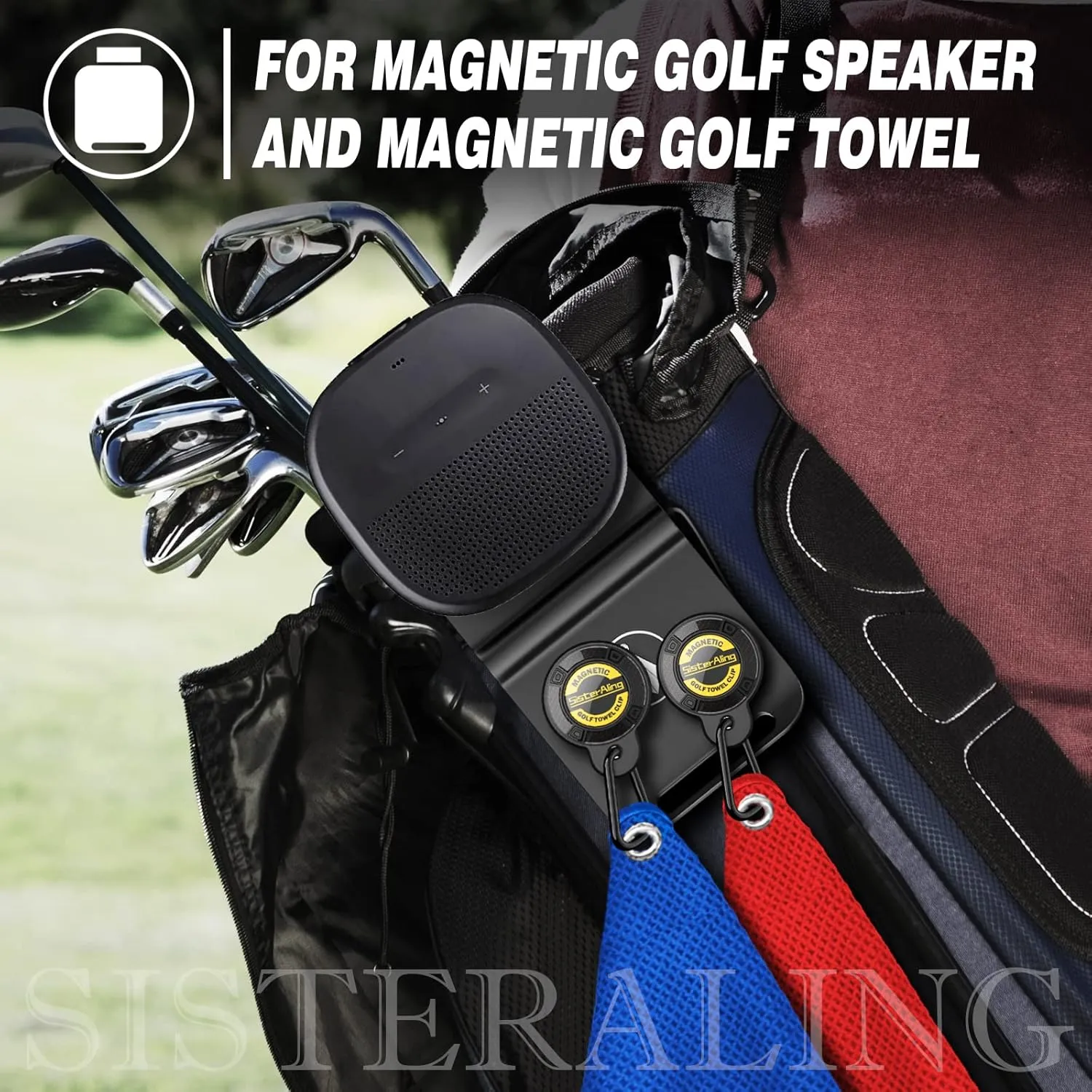 Golf Bag Metal Landing Pads for Magnetic Golf Towel,Golf Rangefinder,Golf Flask,Golf Speaker- Quick Access to Magnetic Golf Equipment and Accessories-Golf Gift -US Patent