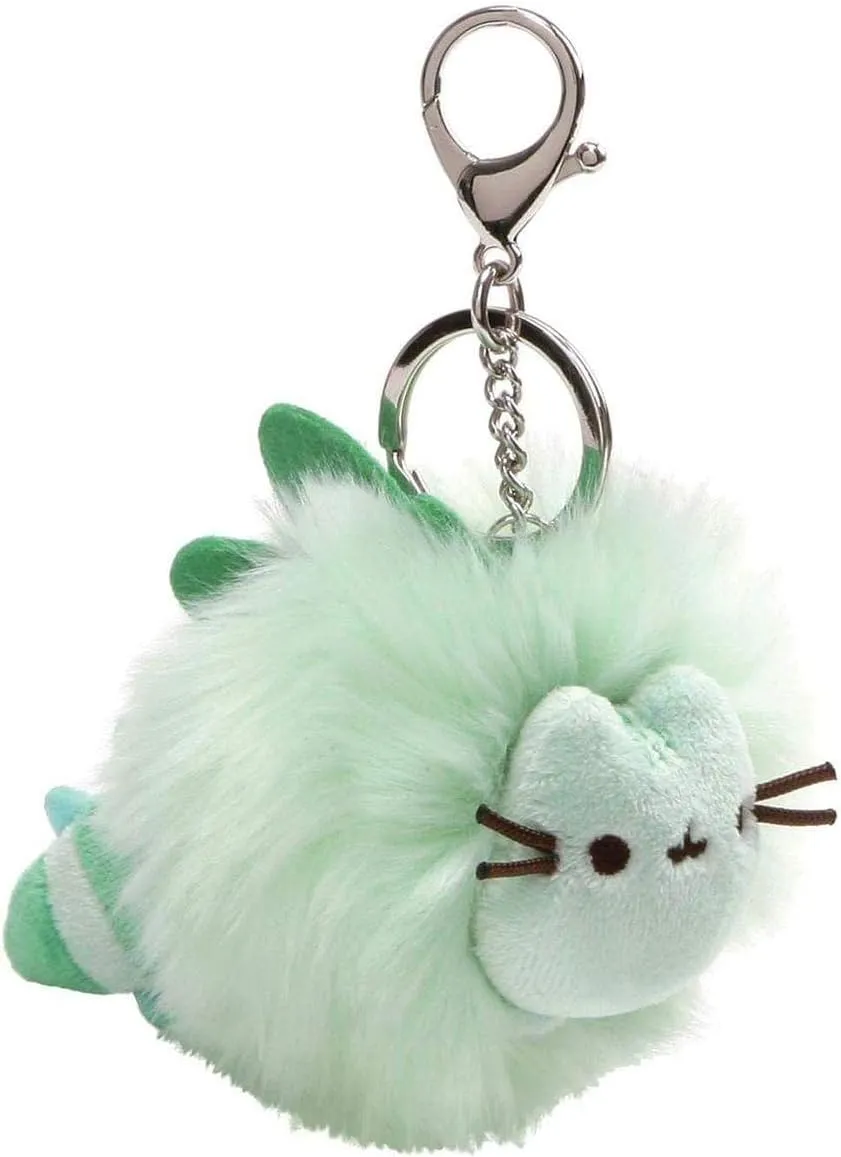 GUND Pusheen Deluxe Pusheenosaurus Dinosaur Plush Pom Poof Keychain, Green, 4" (4061305)