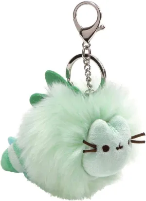 GUND Pusheen Deluxe Pusheenosaurus Dinosaur Plush Pom Poof Keychain, Green, 4" (4061305)