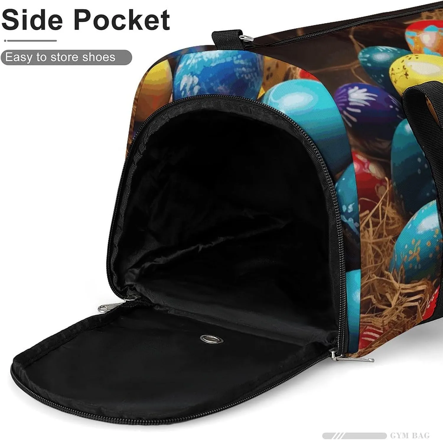 Gym Bag Colorful Easter Eggs Duffel Bag for Men Women Overnight Bag with Shoe Compartment Workout Bags