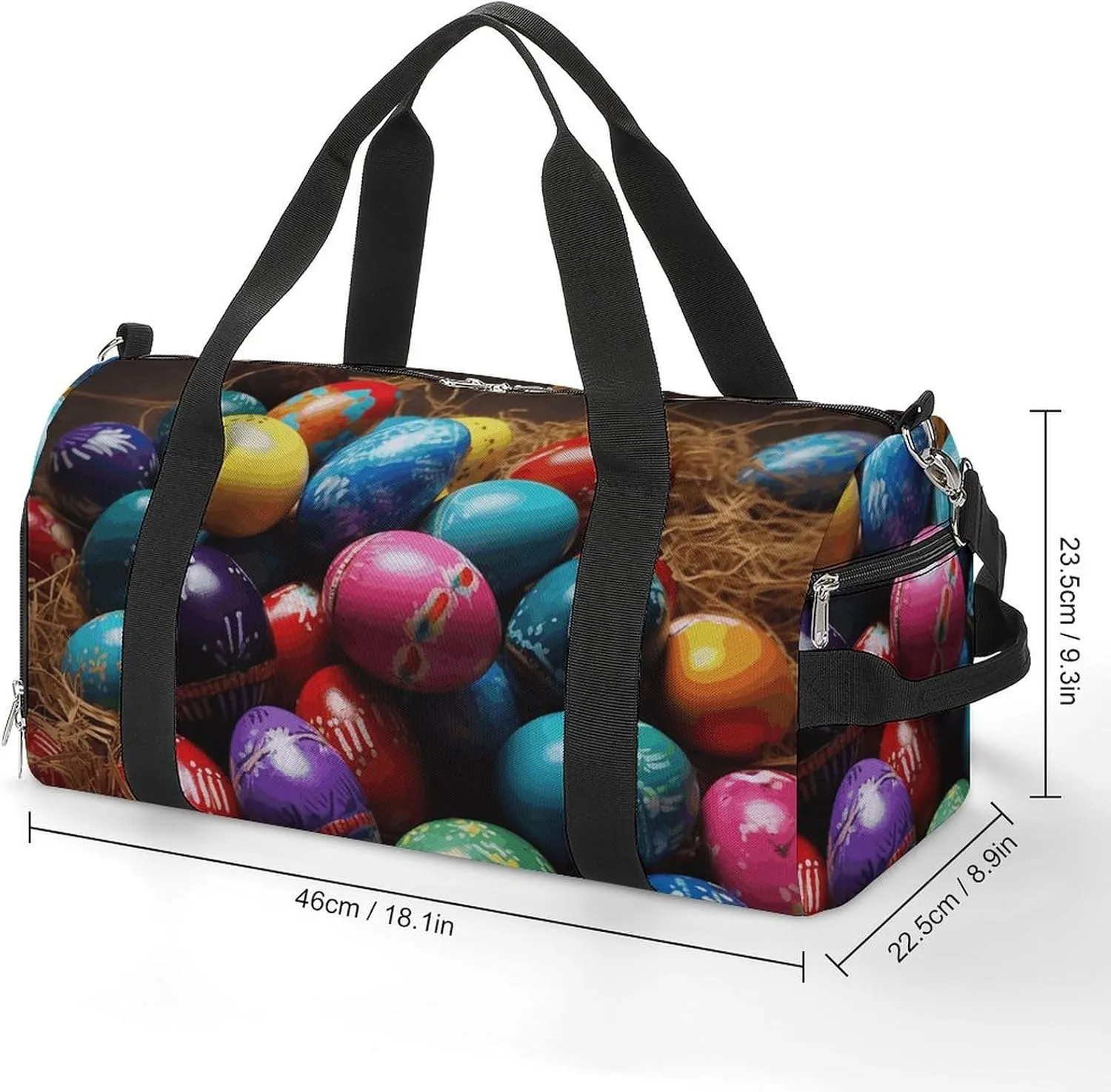 Gym Bag Colorful Easter Eggs Duffel Bag for Men Women Overnight Bag with Shoe Compartment Workout Bags