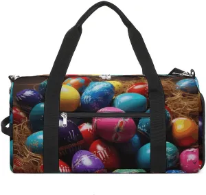 Gym Bag Colorful Easter Eggs Duffel Bag for Men Women Overnight Bag with Shoe Compartment Workout Bags