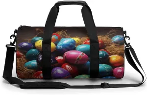 Gym Bag Colorful Easter Eggs Duffel Bag for Men Women Overnight Bag with Shoe Compartment Workout Bags