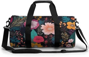 Gym Bag for Men Women Colorful Boho Floral Duffel Bag Overnight Bag with Compartment Gym Sackpac