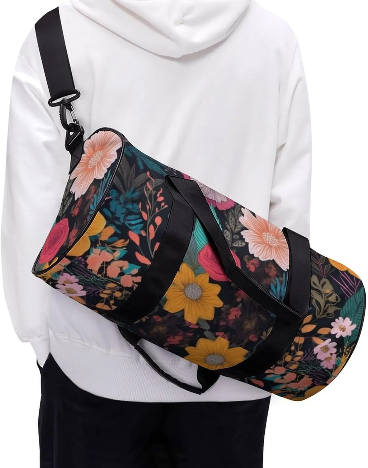 Gym Bag for Men Women Colorful Boho Floral Duffel Bag Overnight Bag with Compartment Gym Sackpac