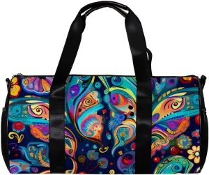Gym Bags for Men,Travel Duffel Bags for Women,Colorful Butterfly Ethnic Style,Workout Bag