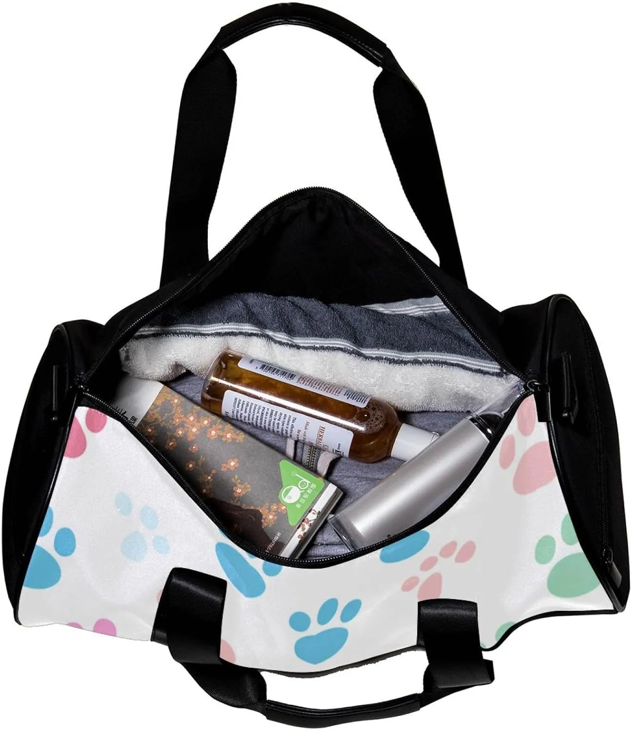 Gym Bags for Men,Travel Duffel Bags for Women,Colorful Dog Footprints Cartoon,Workout Bag