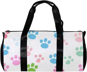 Gym Bags for Men,Travel Duffel Bags for Women,Colorful Dog Footprints Cartoon,Workout Bag