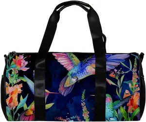 Gym Bags for Men,Travel Duffel Bags for Women,Colorful Hummingbird Flower,Workout Bag