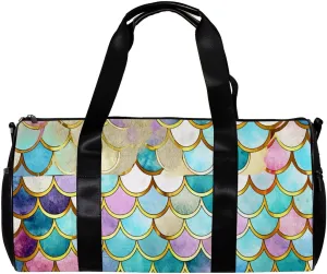 Gym Bags for Men,Travel Duffel Bags for Women,Colorful Mermaid Fish Scales,Workout Bag