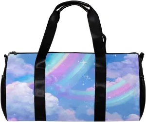 Gym Bags for Men,Travel Duffel Bags for Women,Colorful Rainbow Clouds Galaxy,Workout Bag