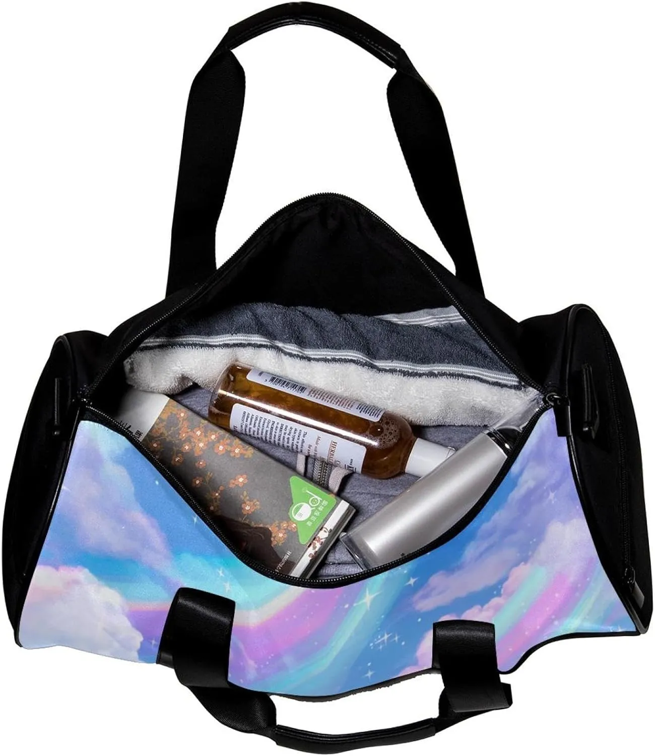 Gym Bags for Men,Travel Duffel Bags for Women,Colorful Rainbow Clouds Galaxy,Workout Bag