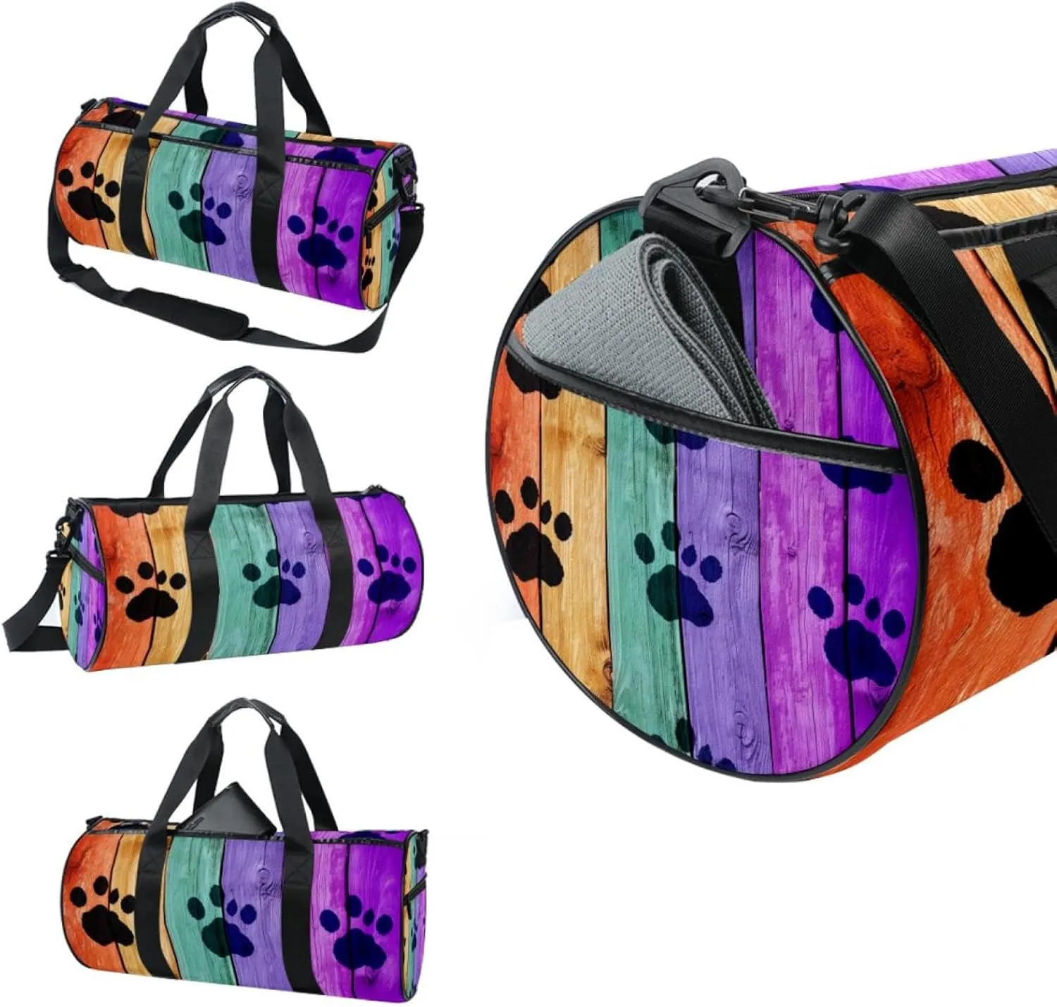 Gym Bags for Women,Duffle Bag for Travel,Colorful Dog Footprint,Gym Bag for Men