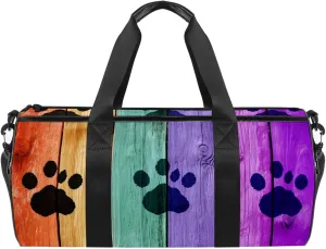 Gym Bags for Women,Duffle Bag for Travel,Colorful Dog Footprint,Gym Bag for Men