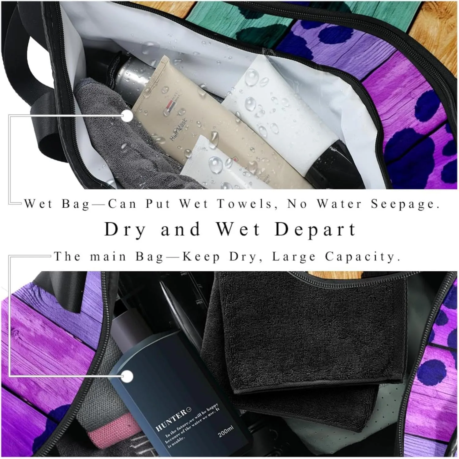 Gym Bags for Women,Duffle Bag for Travel,Colorful Dog Footprint,Gym Bag for Men