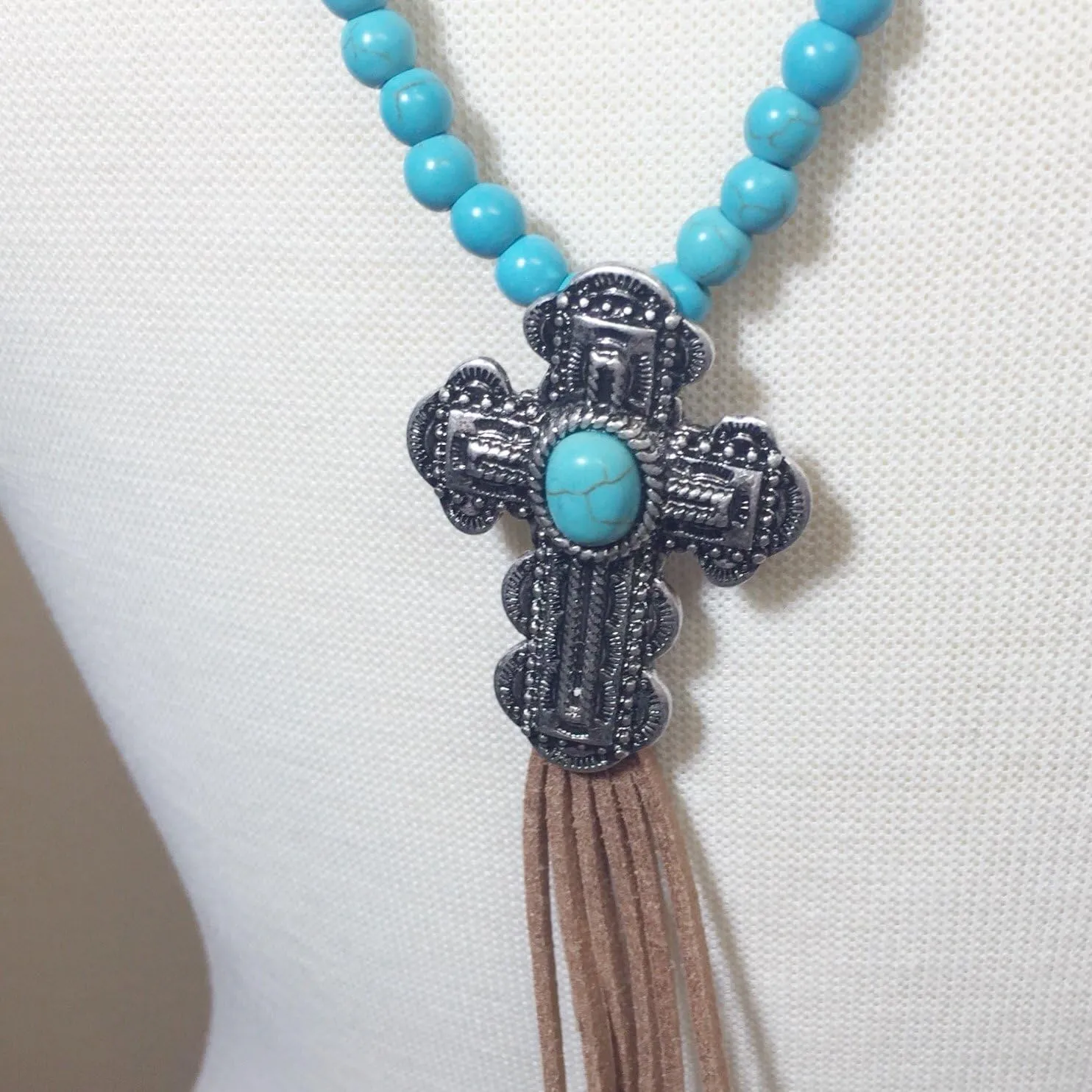 Gypsy Jewels Long Faux Suede Tassel Fringe Western Style Necklace & Earrings Set - Assorted Styles
