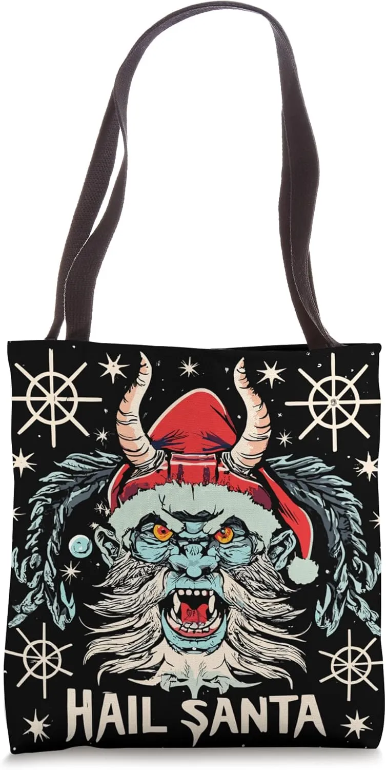 Hail Santa Krampus Gothic Christmas Tote Bag